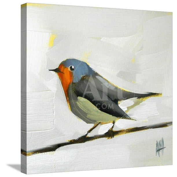 Robin on Wire, Animals Stretched Canvas Wall Art by Angela Moulton Sold by   