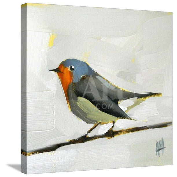 Robin on Wire, Animals Stretched Canvas Wall Art by Angela Moulton Sold by Robin on Wire, Animals Stretched Canvas Wall Art by Angela Moulton Sold by