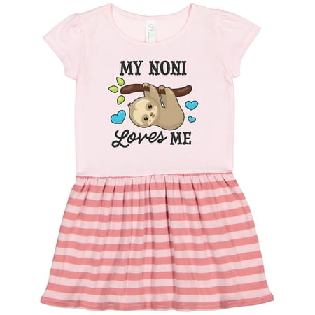 

Inktastic My Noni Loves Me with Sloth and Hearts Gift Toddler Girl Dress