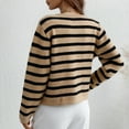 thumbnail image 4 of Odeerbi Striped Knit Cardigan Sweaters For Women Loose Winter Sweater 2025 Fashion Border Single Breasted Sweater Khaki, 4 of 5
