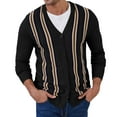 thumbnail image 4 of Iceglad Men's Vintage Striped Long Sleeve Button Down Cardigan Sweater with V Neck Knitted Sweaters, 4 of 11