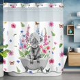 thumbnail image 6 of No Hook Shower Curtains with Snap-in Liner Set, Pink Flowers Yak Waterproof Hotel Style Bathroom Shower Curtain, Vintage Spring Floral Bathtub Watercolor Breathable Mesh Top Bath Curtains 72''x72'', 6 of 9