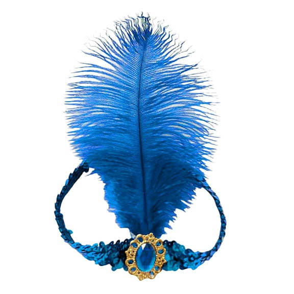 Christmas Day Cocktail for Women Sequins Feather Headpiece Headband 192ts Headwear Blue