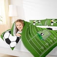 thumbnail image 4 of Homewish Initial P Letter Bedding Comforter Set for Teen, Football Sports Lover Twin Comforter Sets, Cartoon Soccer Print Reversible Bedding Set, Ultra Soft Bedroom Decor, 2 Pieces, 4 of 8