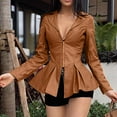 thumbnail image 6 of IROINNID Women's Swing Coat Jacket Notch Lapel Solid Color Long Sleeve Casual Ladies Coat Jacket Zipper Turn Down Outerwear, Brown, 6 of 9