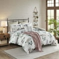 thumbnail image 4 of Bedding Sets 7 Piece Printed Seersucker Comforter Set with Throw Blanket Taupe/Blush Full/Queen,Bed Sets, 4 of 21