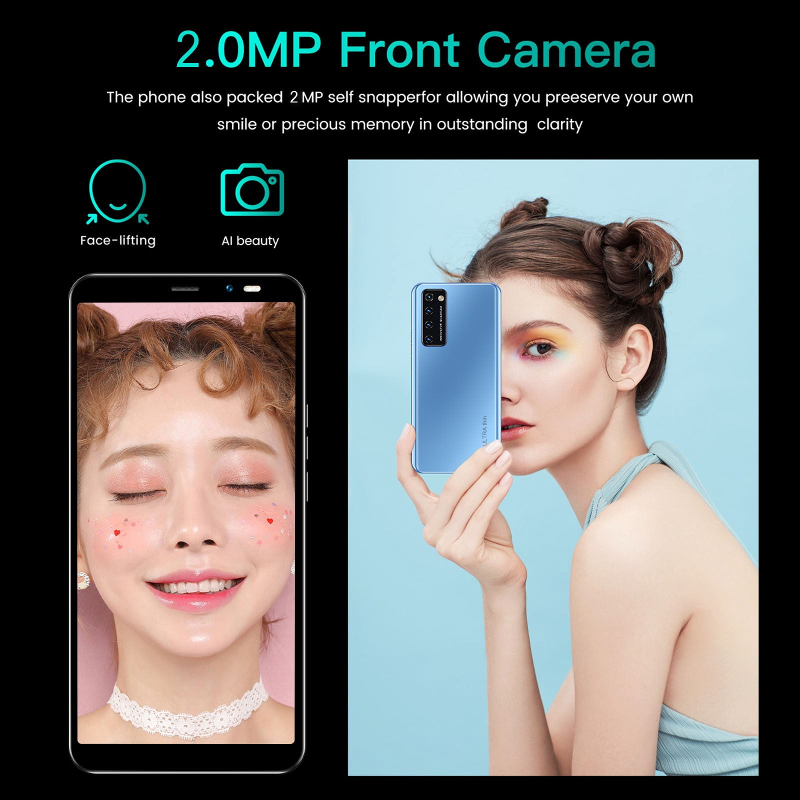 HOMBOTI Smart Phone Clearance Unlocked Phone Smartphone Rino4 Pro Android 4.4.2 512MB 4GB SIM Phone Finger Face ID 2200mAh 5.45 Inch Celular