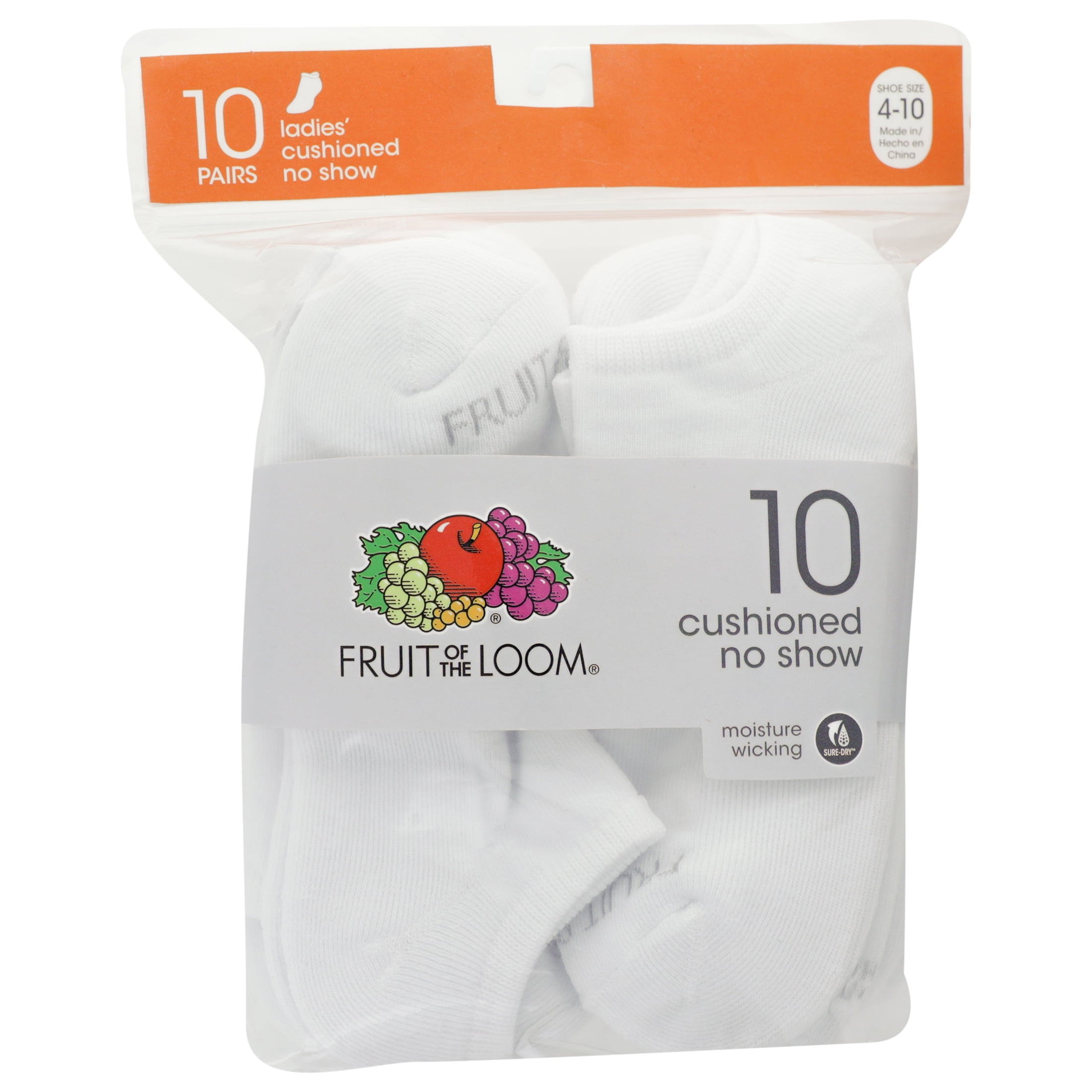 Fruit of the Loom Cushion Everyday No-Show Socks for Women