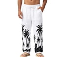 thumbnail image 2 of Betivan Men's Linen Hawaiian Beach Casual Pants Stretched Waist Pocket Drawstring Straight Fit Breathable Lightweight Pants Vacation Bottoms for Beach Travel Outdoor Leisure, 2 of 7