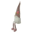 thumbnail image 3 of 29" Pink and White Plaid Spring Gnome Table Top Figure with Dangling Legs, 3 of 3