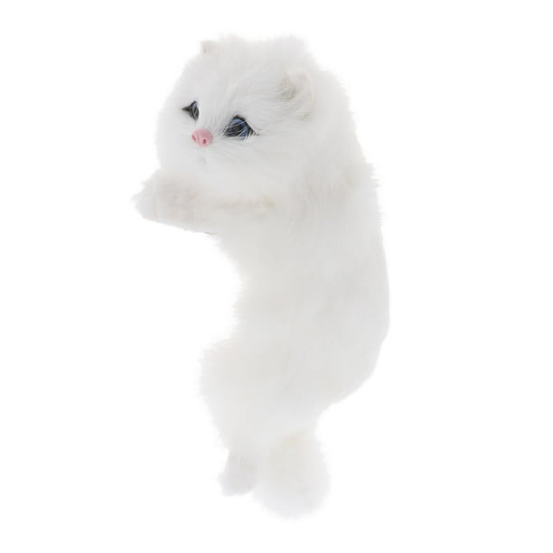 Adornos artísticos de gato de peluche, figuritas colgantes de gato de simulación, manualidades, regalos Blanco derecho