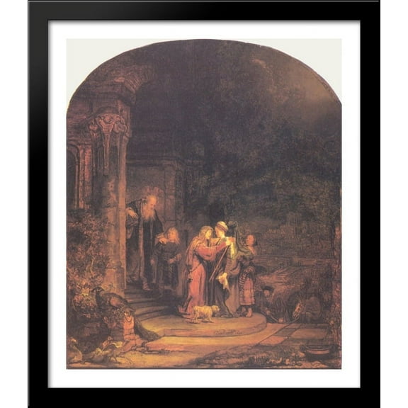 The Visitation 28x32 Large Black Wood Framed Print Art by Rembrandt