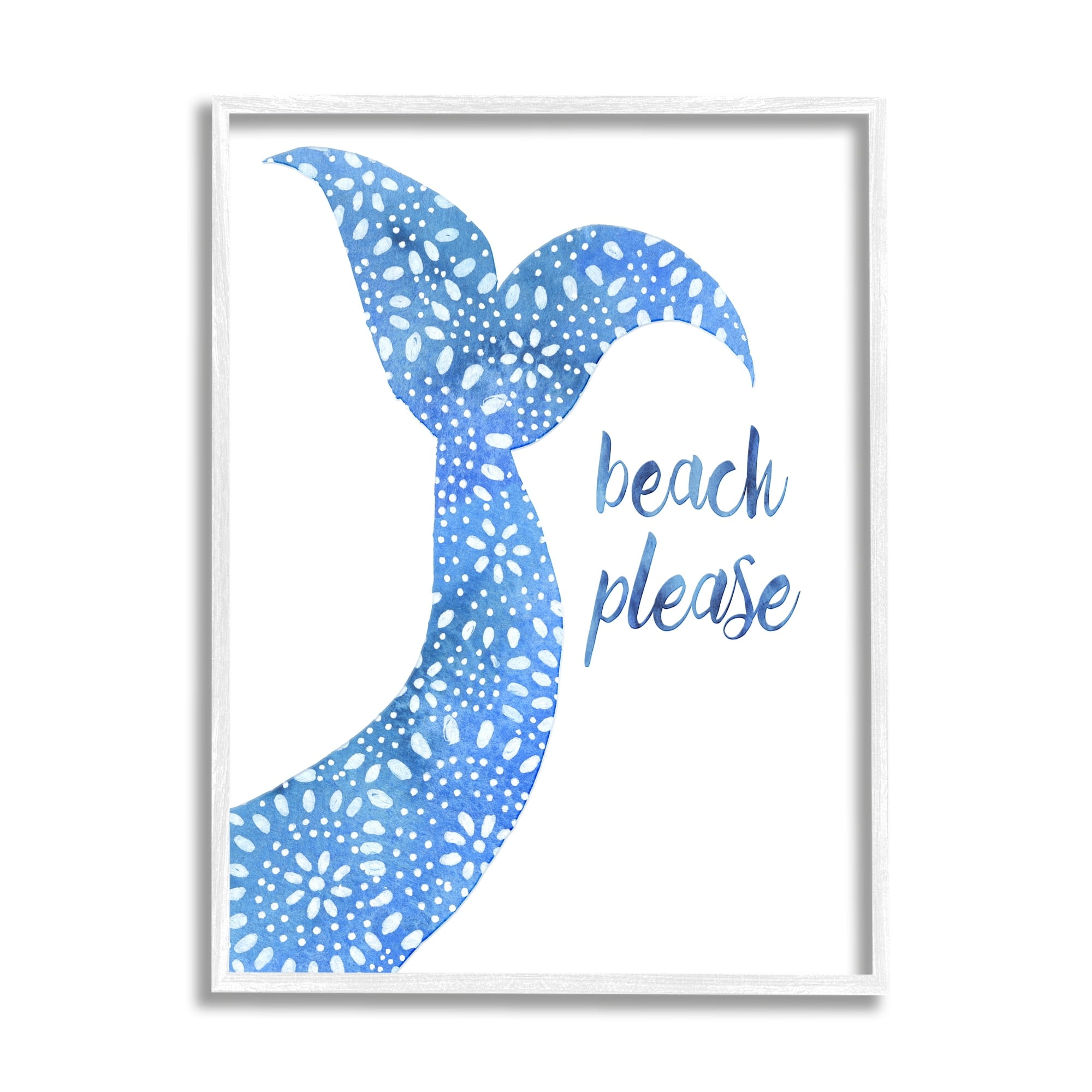 Stupell Industries Beach Please Blue Mermaid Tail Mandala Pattern Painting White Framed Art Print Wall Art, Design by Jackie Decker
