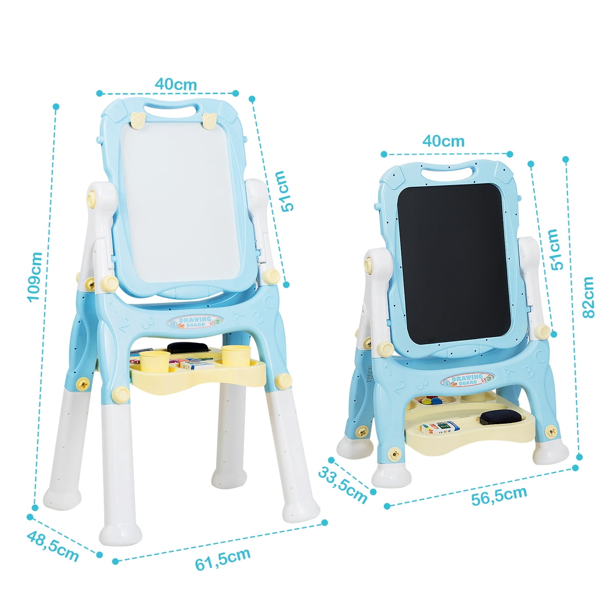 Topbuy Double Sided Art Easel Height Adjustable for Kids Blue