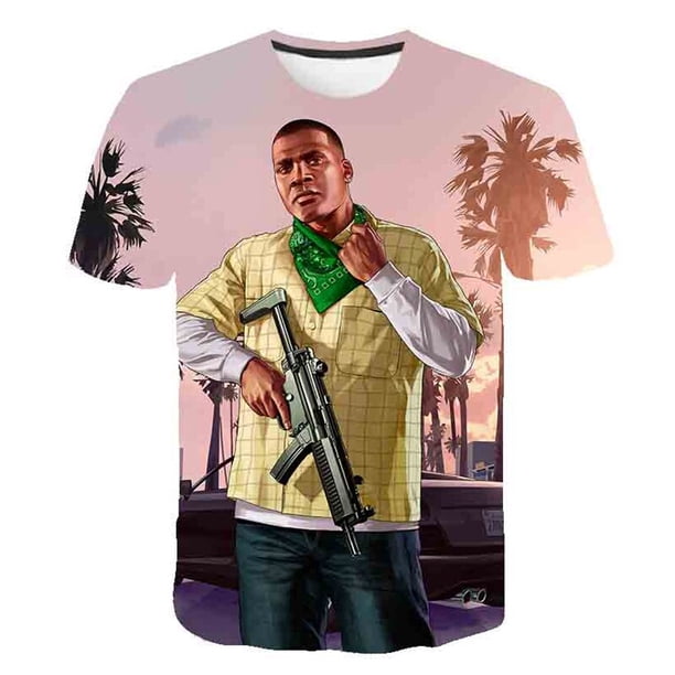 Juego para niños GTA 5 Camiseta Niños para niña Niño Niñas Niños Imprimir 3D Camisetas Niño Bebé Tops Ropa GTA 5 Camiseta Clothes9T Gao Jinjia LED