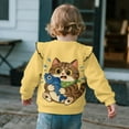 thumbnail image 4 of Yuyamidu Funny Cat Sweatshirt for Toddler Girls 1T 2T Yellow Ruffle Shoulder Long Sleeve Pullover Tops Cute Animal Print Sweatshirt Playwear for School Outdoor Play, 4 of 8