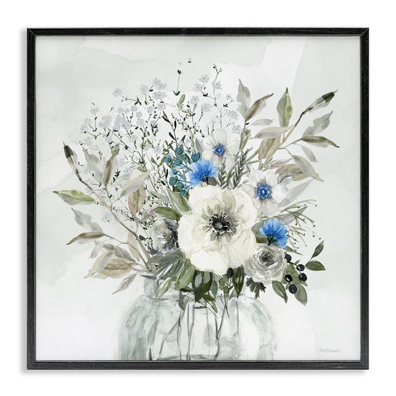 Stupell Industries Shabby Chic Bouquet of Country Florals Black Framed Giclee Art, 12 x 12, by Carol Robinson