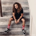 thumbnail image 5 of COUVER Red and White Cotton Checkered Mid Calf Crew Socks 2 Pack Women's, 5 of 7