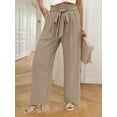 thumbnail image 3 of SANOPY Womens Wide Leg Palazzo Pants Belted High Waisted Business Casual Flowy Long Trousers with Pockets, 3 of 4