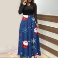 thumbnail image 2 of IROINNID Christmas Party Dresses for Women Long Sleeve Funny Christmas Print A-Line Flare Dress,Blue, 2 of 6