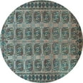 thumbnail image 1 of Ahgly Company Indoor Round Southwestern Light Blue Country Area Rugs, 8' Round, 1 of 4