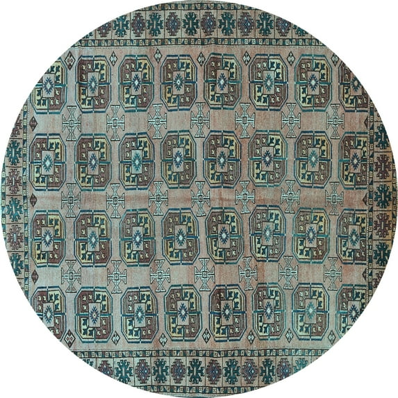 Ahgly Company Indoor Round Southwestern Light Blue Country Area Rugs, 8' Round