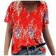 thumbnail image 2 of Fiudx Liquidación de Ahorros de Verano Moda Mujer Causal V-Cuello Impresión Blusa Manga Corta Camiseta Verano Tops, 2 of 4