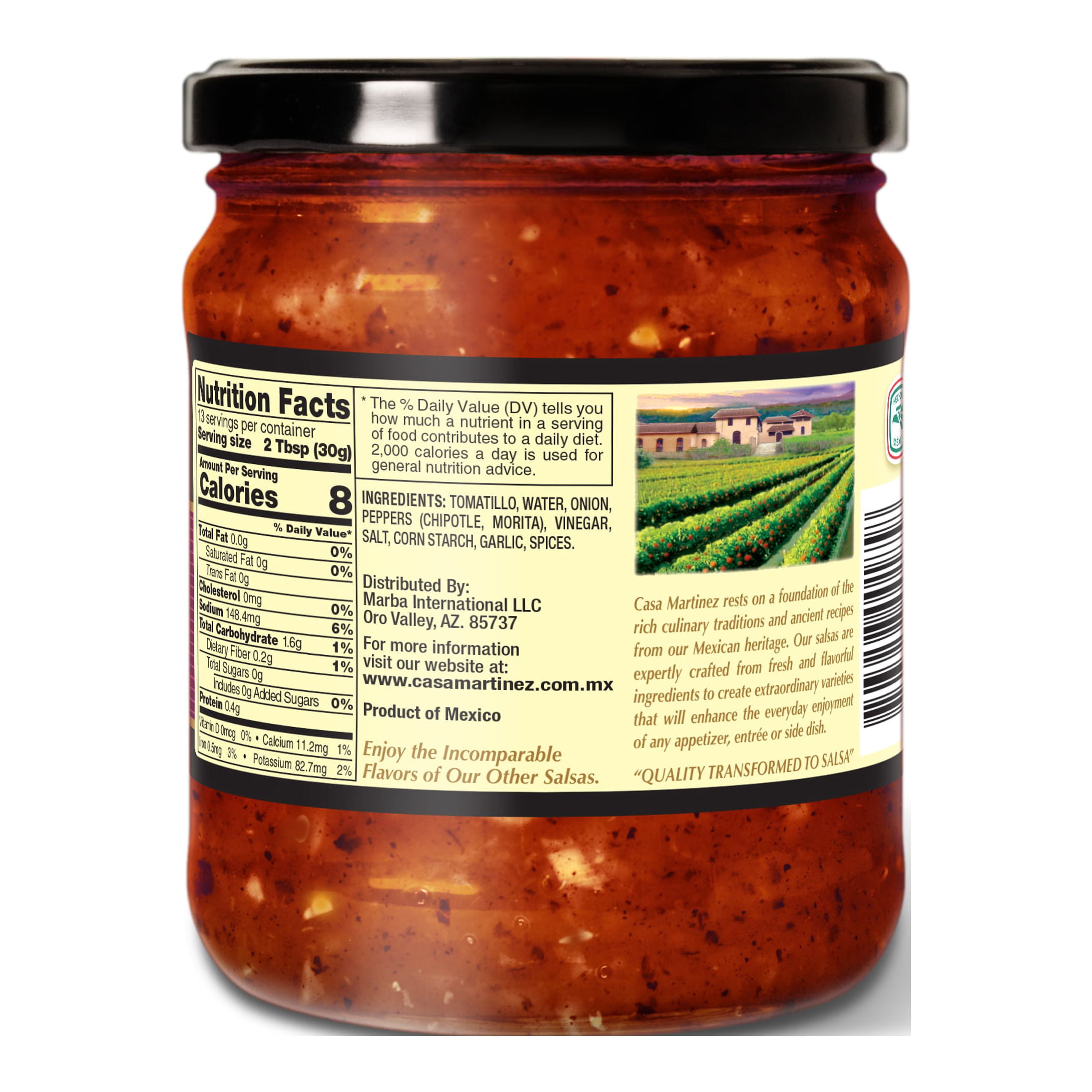 (2 pack) Casa Martinez Medium Fire Roasted Chipotle Salsa 16 oz Jar