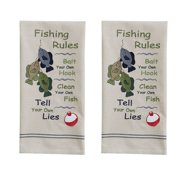 Park Designs Fishing Rules Embroidered Dishtowel Set of 2