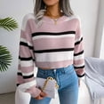 thumbnail image 2 of IROINNID Womens Sweater Round Neckline Pullover Sweater Stripes Casual Short Length Long Sleeve Sweater Autumn Blouse Tops, 2 of 8