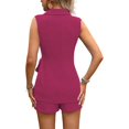 thumbnail image 2 of Aellinatey Women Dressy Outfits Wrap V Neck Blazer Vest Shorts Two Piece Sets Business Casual Outfits, 2 of 10