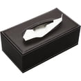 thumbnail image 1 of Elegante funda para caja de pañuelos para el hogar y la oficina, diseño moderno, dispensador rectangular de piel sintética con base magnética para servilletas de pañuelos faciales, marrón, elegante, 1 of 5