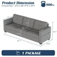 thumbnail image 2 of AODAILIHB 88" W Linen Fabric 3-Seat Sofa, Modern Love Seat Couch with 2 USB Charging Ports and Stowage Pocket, Upholstered Arm Sofa For Living Room, Office, Grey, 2 of 8