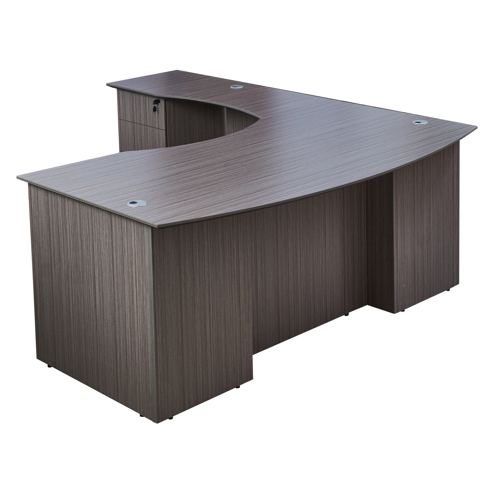 Boss Reclaim Office L Desk With File Cabinet Pedestal