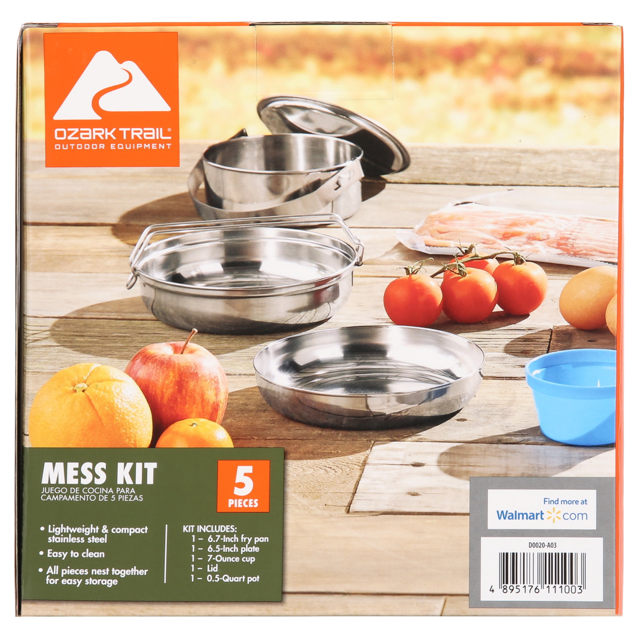 Stainless Steel Mess Cooking Kit - 5 Pieces - Camping Survival