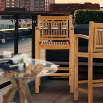 Teak Wood Maldives Outdoor Patio Barstool Chair With Arms, A-Grade Teak Wood