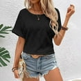 thumbnail image 2 of Aloohaidyvio Womens Tops ClearanceWomens Plus Size Summer Tops Oversized Short Sleeve Crew Neck T Shirts Flowy Casual Blouses, 2 of 6