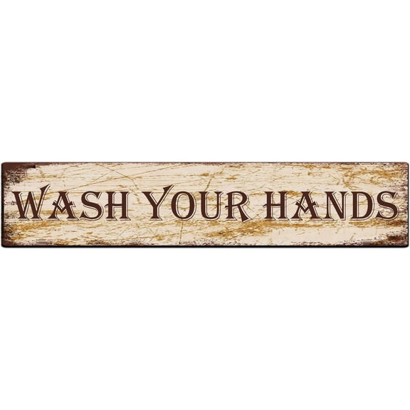 Metal Tin Sign Wash Your Hands Sign Retro Tinplate Metal Plaque for Street Home Office Garden Decor 4x16 Inch