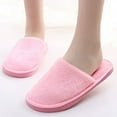 thumbnail image 6 of Mightlink 1 Pair Candy Color Anti-skid Soft Outsole Round Toe Plush Slippers Women Winter Slip-on Fluffy Flat House Shoes, 6 of 7