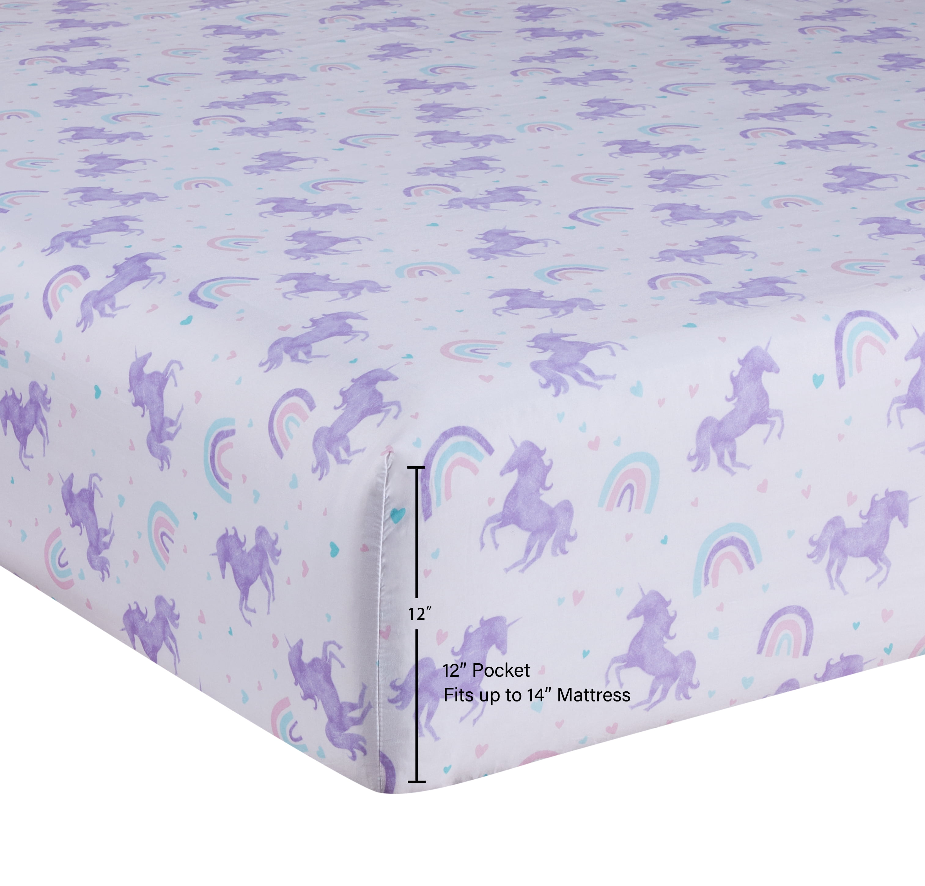 Your Zone 4-Piece Kids Soft Microfiber Sheet Set, Purple Unicorn, Full