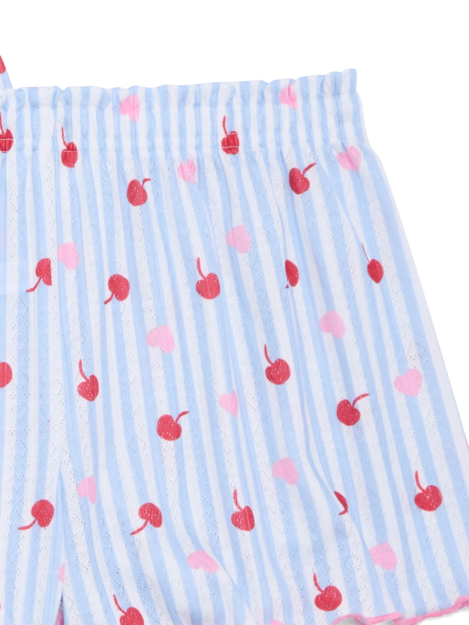 Bmagical Girls Pointelle Short Sleeve Top, Shorts, and Pant Pajama Set, Sizes 4-16