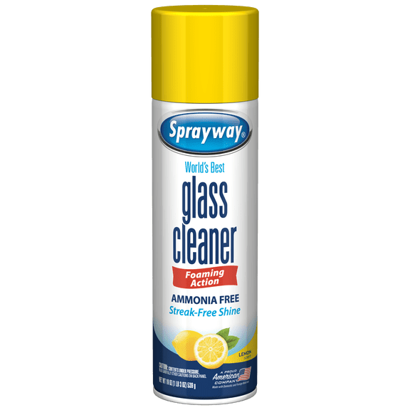 Sprayway Lemon Scent Glass Cleaner, 19 Oz Aerosol Spray - Ammonia-Free Formula