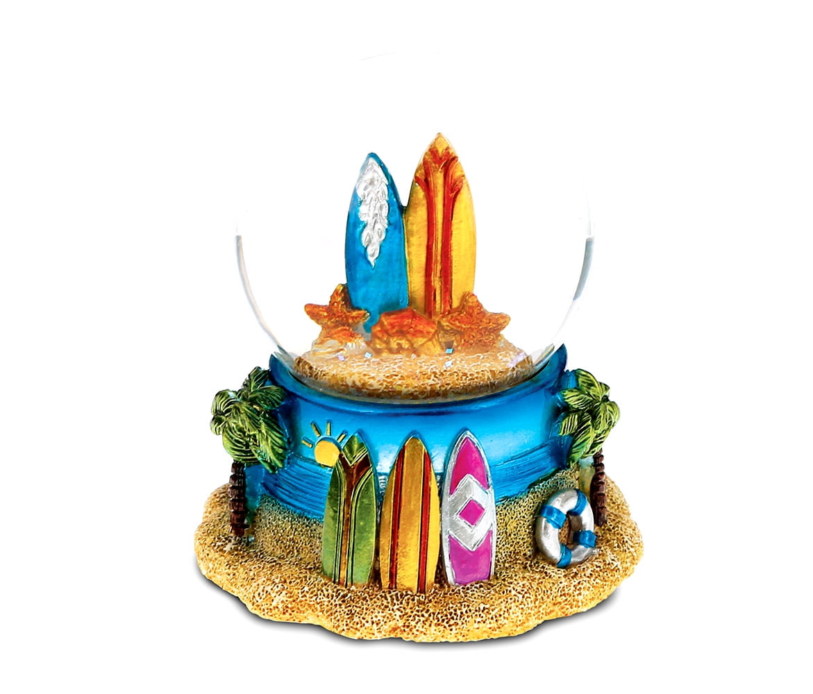 CoTa Global Resin Stone Cool Summer Surfboards Coastal Snow Globe (65mm), 4" Surfing Hawaii