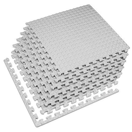 Velotas 12 Inch Interlocking EVA Foam Personal Fitness Mat, Diamond Plate Exercise Mats for Indoor Workout, 24 in x 24 in