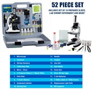 AmScope-Kids 120X-1200X Portable Educational LED Microscope Kit with Experiment Cards - Metal Arm