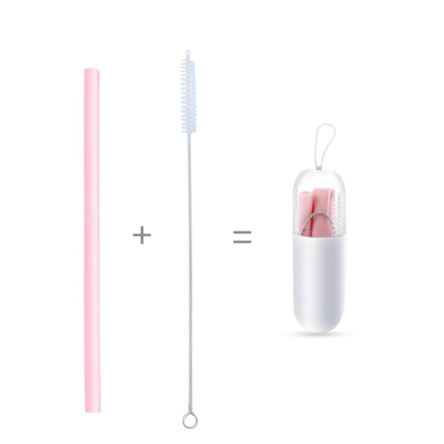 Pailles en Silicone Réutilisables Pliantes Extérieures avec Brosse de Nettoyage