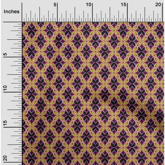 oneOone Cotton Poplin Fabric Floral Flame Stitch Print Fabric By The Yard 42 Inch Wide