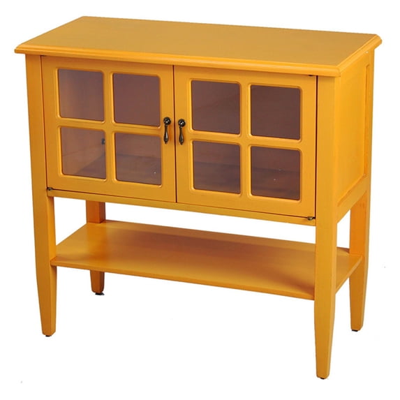 Heather Ann 2-door Console Cabinet with Glass Insert and Bottom Shelf