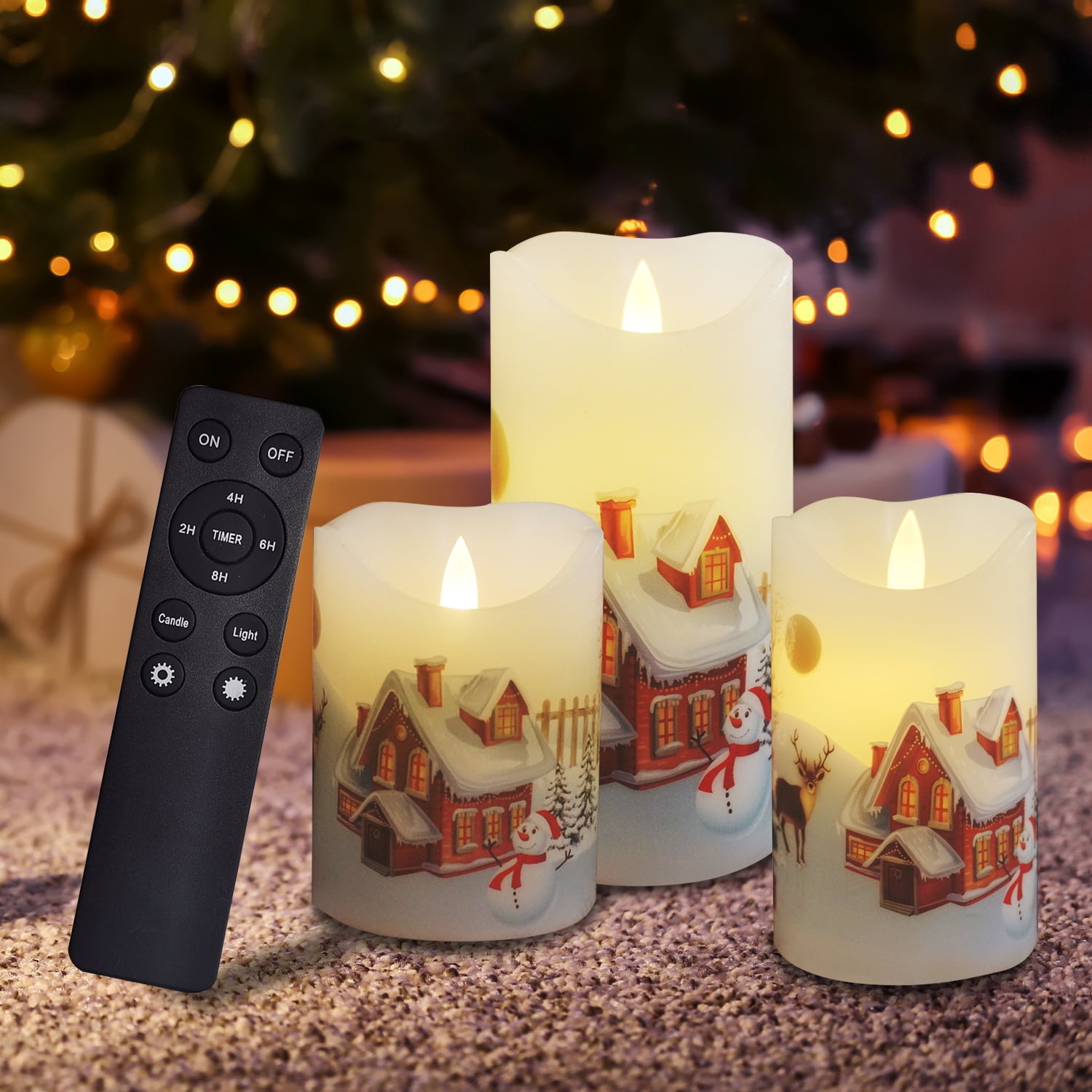 Christmas Flameless Candles Flickering Battery Operated with Remote