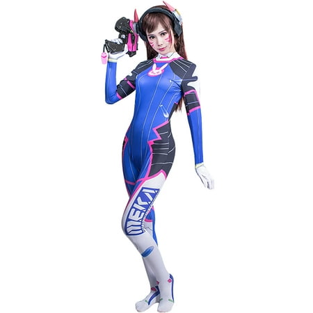 D.Va Cosplay Suit OW Hana Song Jumpsuit Rabbit Costume Bodysuit Halloween Costume for Girls